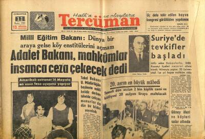 Tercüman Gazetesi 11 Mayıs 1963 - Binbaşı Cooper Dünya Etrafında 22 Tur Atacak - Suriyede Tevkifler Başladı GZ123410 - 1