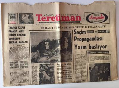 Tercüman Gazetesi 11 Mayıs 1968 - Seçi Propagandası Yarın Başlıyor GZ11331 - 1
