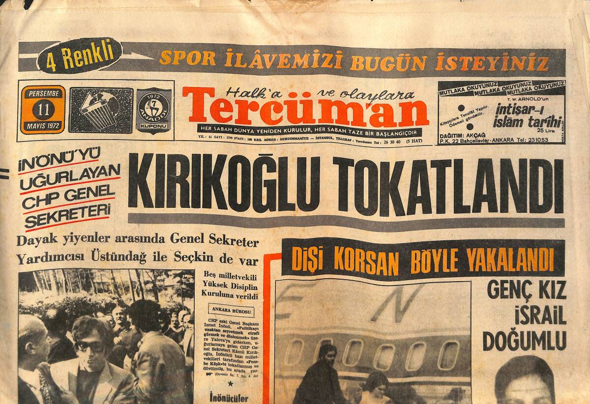 Tercüman Gazetesi 11 Mayıs 1972 - Vietnam Sularındaki Mayınlar Bugün Çalıştırılıyor - Kırıkoğlu Tokatlandı GZ134105 - 1