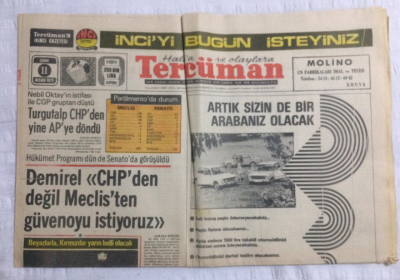 Tercüman Gazetesi 11 Nisan 1975 - Demirel,CHPden Değil Meclisten Güvenoyu İstiyoruz - GZ19549 - 1