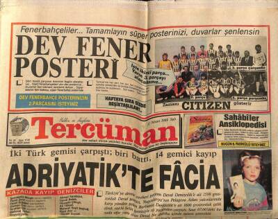 Tercüman Gazetesi 11 Nisan 1989 - İki Türk Gemisi Çarpıştı Biri Battı , 14 Gemici Kayıp GZ67144 - 1