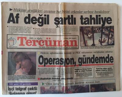 Tercüman Gazetesi 11 Nisan 1991 - Coşkun Sabahın Rekor Yılı Son Kaseti 2 Milyondan Fazla Sattı GZ11278 - 2