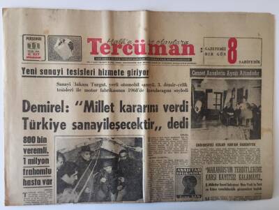 Tercüman Gazetesi 11 Ocak 1968 - Demirel Millet Kararını Verdi Türkiye Sanayileşecektir GZ11138 - 1
