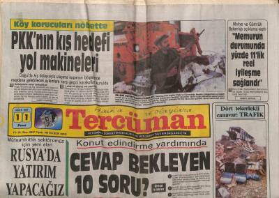 Tercüman Gazetesi 11 Ocak 1987 - PKKnın Kış Hedefi Yol Makineleri GZ74666 - 1