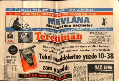 Tercüman Gazetesi 11 Şubat 1969 - Tekel Maddelerine Yüzde 10 - 38 Zam Yapıldı GZ65717 - 1