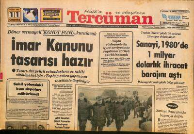 Tercüman Gazetesi 11 Şubat 1981 - Cemile Kutgün Ekranın Kaymağını Sahnede Yiyor - İmar Kanunu Tasarısı Hazır GZ127469 - 1