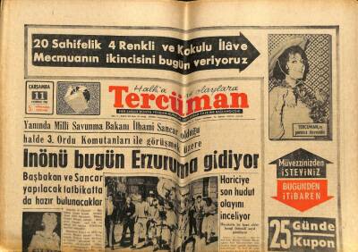 Tercüman Gazetesi 11 Temmuz 1962 - Başbakan Ve Sancar Yapılacak Tatbikatta da Hazır Bulunacaklar GZ67980 - 1