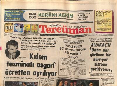 Tercüman Gazetesi 11 Temmuz 1982 - Kıdem Tazminatı Asgari Ücretten Ayrılıyor GZ54429 - 1