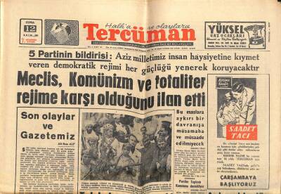 Tercüman Gazetesi 12 Ekim 1962 - Gülek Mücadeleyi Bırakmıyor - 5 Partinin Bildirisi GZ119003 - 1