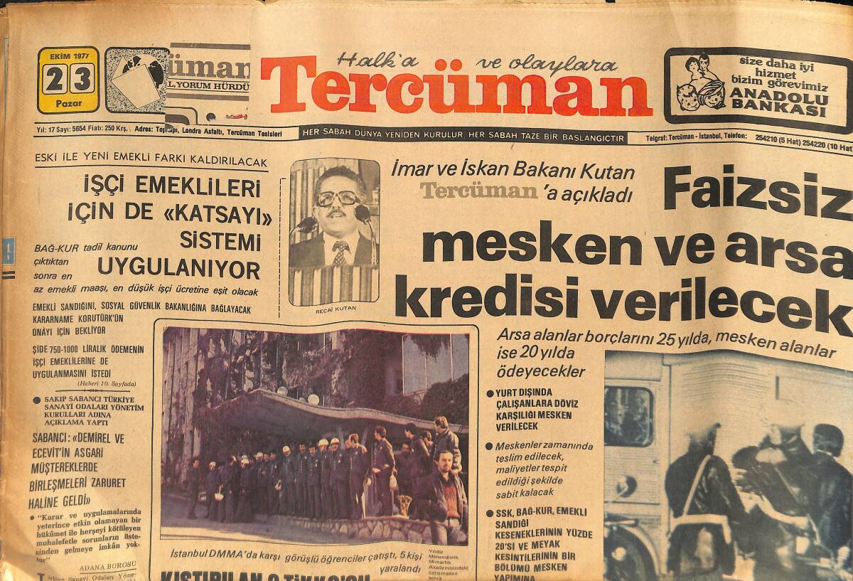 Tercüman Gazetesi 12 Ekim 1977 - Türkiye Kalkınma Yarışında Geç Kalmıştır - Fenerbahçe'den Beşiktaş'a Büyük Darbe GZ133353 - 1