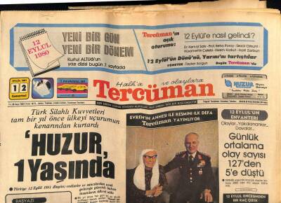 Tercüman Gazetesi 12 Eylül 1981 - Tsk Tam Bir Yıl Önce Ülkeyi Kurtardı,Huzur Bir Yaşında GZ53923 - 1