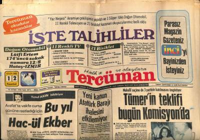 Tercüman Gazetesi 12 Eylül 1983 - Yeni Atatürk Barajı İhalesini Etkilemiyor GZ67048 - 2