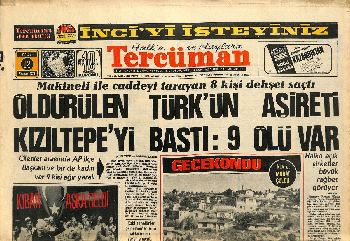 Tercüman Gazetesi 12 Haziran 1973 - Korutürk , Bakan Coşkun'dan Bilgi İstedi - A.Gücü Gökmen'i Almak İstiyor GZ141511 - 1