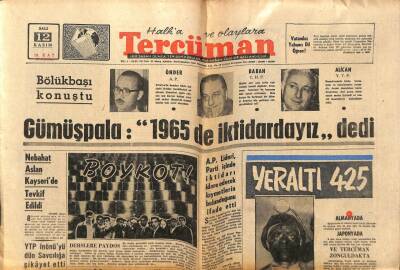 Tercüman Gazetesi 12 Kasım 1963 - Nebahat Aslan Kayseride Tevkif Edildi GZ67634 - 1