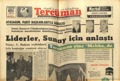 Tercüman Gazetesi 12 Mart 1966 - Liderler Sunay İçin Anlaştı GZ54763 - 1