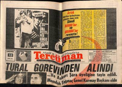 Tercüman Gazetesi 12 Mart 1969 - Tural Görevinden Alındı GZ55288 - 1