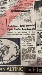 Tercüman Gazetesi 12 Mart 1969 - Zeki Müren , Bütün Servetini Eğitim Vakfına Bağışlayacak GZ86207 - 2