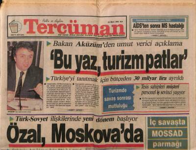 Tercüman Gazetesi 12 Mart 1991 - Aydan Şener , Yeni Yıla Çok Hızlı Bir Tempo İçinde Girdiğini Söylüyor GZ93806 - 1