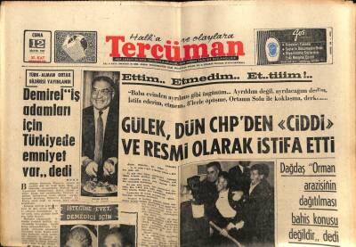 Tercüman Gazetesi 12 Mayıs 1967 - Gülek CHPden Ciddi Ve Resmi Olarak İstifa Etti GZ54457 - 1