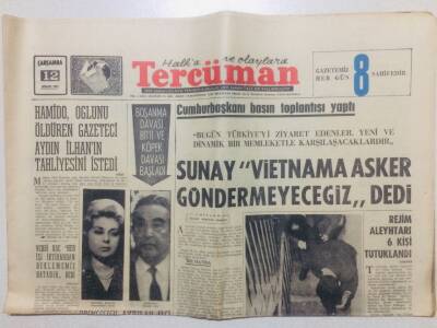 Tercüman Gazetesi 12 Nisan 1967 - Sunay Vietnama Asker Göndermeyeceğiz Dedi GZ53387 - 1