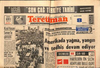 Tercüman Gazetesi 12 Nisan 1968 - Amerikada yağma, yaygın ve tedhiş devam ediyor. - 500 Yıllık Tahtakale Artık Tarihe Karışıyor. GZ123621 - 1