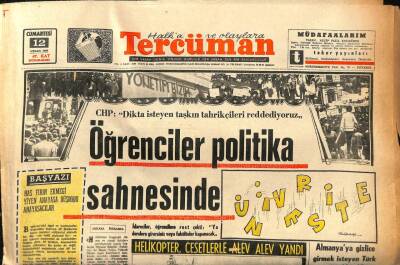 Tercüman Gazetesi 12 Nisan 1969 - Helikopter Düştü , Bir Subay 8 Assubay Şehit Oldu GZ85901 - 1