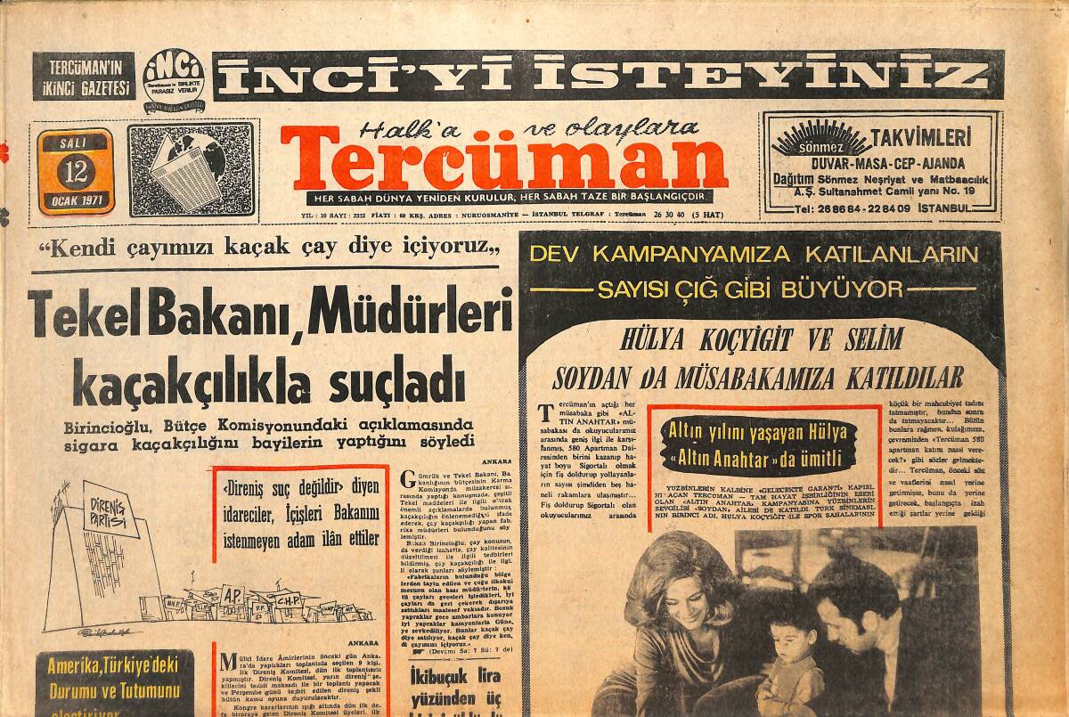 Tercüman Gazetesi 12 Ocak 1971 - Hülya Koçyiğit Ve Selim Soydan Da Müsabakamıza Katıldı - Türkiye Şampiyonu Eşine Nakavt Oldu GZ145311 - 1