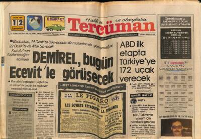 Tercüman Gazetesi 12 Ocak 1980 - ABD İlk Etapta Türkiyeye 172 Uçak Verecek GZ70619 - 1