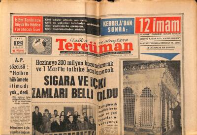 Tercüman Gazetesi 12 Şubat 1963 - Hazineye 200 Milyon Kazandıracak Ve 1 Martta Tatbike Başlanacak Sigara Ve İçki Zamları Belli Oldu GZ70869 - 1