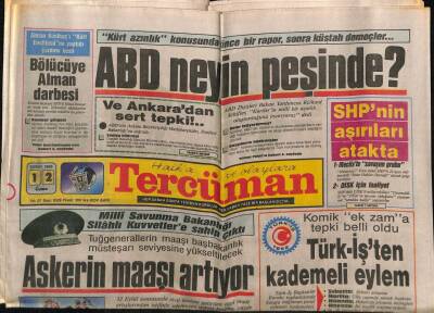 Tercüman Gazetesi 12 Şubat 1988 - ABD Neyin Peşinde? GZ64507 - 2