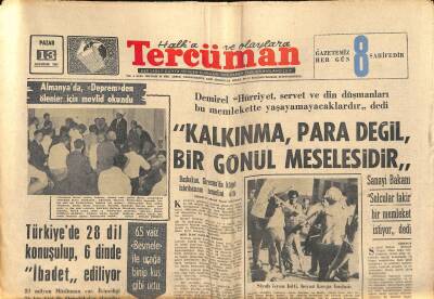 Tercüman Gazetesi 13 Ağustos 1967 - Akşam Gazetesinde Grev Kararı Alındı - Amerikalıların %47si Johnsona Karşı GZ118980 - 1