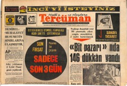 Tercüman Gazetesi 13 Ağustos 1973 - Bit Pazarı'nda 146 Dükkan Yandı - Tarık Akan Fotoroman GZ144990 - 1