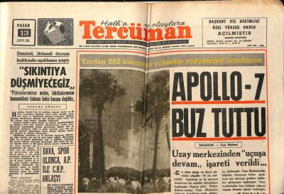 Tercüman Gazetesi 13 Ekim 1968 - Uzay Aracı Apollo-7 Buz Tuttu GZ53960 - 1