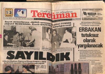 Tercüman Gazetesi 13 Ekim 1980 - Erbakan Tutuksuz Olarak Yargılanacak GZ55122 - 1