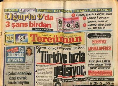 Tercüman Gazetesi 13 Eylül 1985 - Yeni Demokrasinin Perde Arkası GZ53894 - 1
