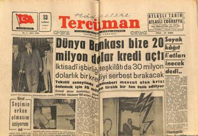 Tercüman Gazetesi 13 Haziran 1961 - Dünya Bankası Bize 20 Milyon Dolar Kredi Açtı GZ67407 - 1
