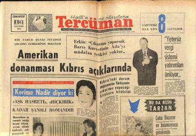 Tercüman Gazetesi 13 Haziran 1964 - Amerikan Donanması Kıbrıs Açıklarında GZ77525 - 1