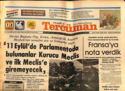 Tercüman Gazetesi 13 Haziran 1981 - 11 Eylülde Parlamentoda Bulunanlar Kurucu Meclis Ve İlk Meclise Giremeyecek GZ69912 - 1