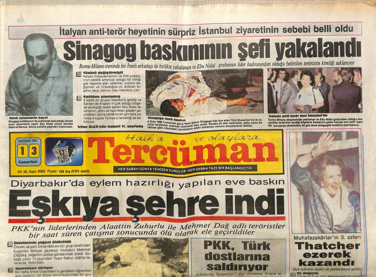 Tercüman Gazetesi 13 Haziran 1987 - Barış Manço Beraat Etti - Thatcher Ezerek Kazandı GZ150251 - 1