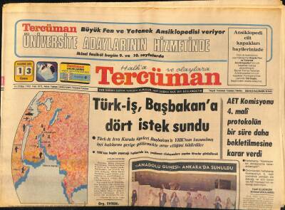 Tercüman Gazetesi 13 Kasım 1981 - Nihat Erimin Katillerinin Duruşması Karara Kaldı - Türk Güzeli Aydan Şenerin İlk 15 Arasına Girme Şansı Var GZ122102 - 1