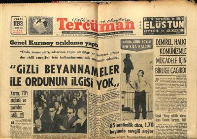 Tercüman Gazetesi 13 Mart 1966 - Demirel Halkı Komünizmle Mücadele İçin Birliğe Çağırdı GZ54762 - 1