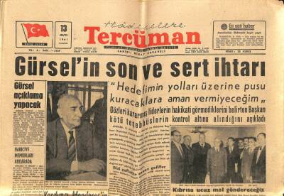 Tercüman Gazetesi 13 Mayıs 1961 - Gürselin Son Ve Sert İhtarı GZ67693 - 1