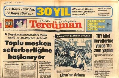 Tercüman Gazetesi 13 Mayıs 1980 - Toplu Mesken Seferberliğine Başlanıyor GZ87563 - 1