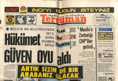 Tercüman Gazetesi 13 Nisan 1975 - Hükümet Güven Oyu Aldı GZ104403 - 1