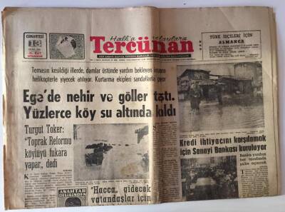 Tercüman Gazetesi 13 Ocak 1968 - Egede Nehir Ve Göller Taştı. Yüzlerce Köy Su Altında Kaldı GZ11328 - 1