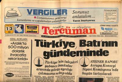 Tercüman Gazetesi 13 Ocak 1981 - Aralıkta 500 Milyon Dolarlık ihracatla Rekor Kırıldı GZ54299 - 1
