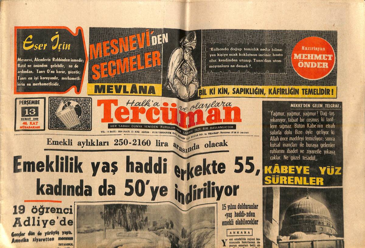 Tercüman Gazetesi 13 Şubat 1969 - Amerikalı Marcus Bir Saatliğine Kadın Oldu - Beşiktaş'ta Görkey Teknik Direktör GZ155795 - 1