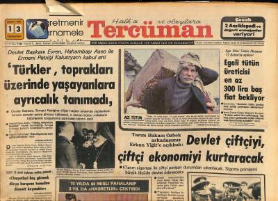 Tercüman Gazetesi 13 Şubat 1982 - Yüzbaşı Akın Katili Yakalandı - Egeli Tütün Üreticisi En Az 300 Lira Baş Fiat Bekliyor GZ126183 - 1