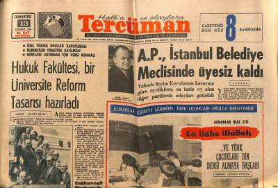 Tercüman Gazetesi 13 Temmuz 1968 - Hukuk Fakültesi , Bir Üniversite Reform Tasarısı Hazırladı GZ79477 - 1