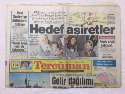 Tercüman Gazetesi 13 Temmuz 1987 - Hedef Aşiretler - GZ17368 - 1